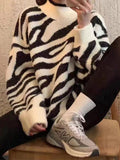 Dodobye-Zebra Jacquard Mock Neck Knit Sweater