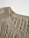 Dodobye-Button Front Cable Knit Top