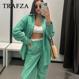 thanksgiving outfit Dodobye 2024 Spring Summer Casual Striped Women Suits Fashion Vintage Single Breasted Shirts+High Waist Drawstring Ladies Pants