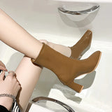 Dodobye 2024 Autumn Winter Patent Leather Shoes Women Chunky Heels Boots Sexy High Heel Short Boots Women Botas De Mujer