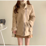 thanksgiving outfit Dodobye ChicWinter New Lapel Thickened Jacket Women's Fashion Sensibility Unique Integrated Leather Jacket Versatile Thick Jacket