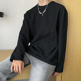 thanksgiving outfit Dodobye Autumn leather pleating solid long sleeve T-shirt men's plate ins soft round innernertrend