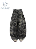 Dodobye Women's Camouflage Y2k Cargo Jeans Harajuku Baggy Denim Trouser Vintage Japanese 2000s Style Oversize Jean Pants Trashy Clothes