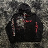 Dodobye 2000s Affliction Hoodie Men Gothic Skull Pattern Oversize Zipper Hoodie Hip Hop New Casual Sweatshirt Personality Youth Hoodie