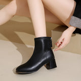 Dodobye 2025  Winter New British Style Back Zipper Fashion Boots Women's Rough Heel Leather Suede Versatile Short Boots