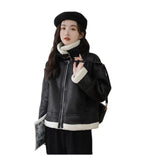 thanksgiving outfit Dodobye Lamb Wool Jacket For Women 2024 New High-End Thickened Color Blocking Splicing Warm Leather Integrated Winter Loose Fit