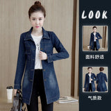 Dodobye 2025 New Autumn Winter Korean Denim Jacket Women Slim Long Base Coat Women's Frayed Navy Blue Casual Female Jeans Jackets Coats