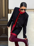 thanksgiving outfit Dodobye Plaid Print Coat Skirt Sets Women Solid Long Sleeve O-neck Button Coats Sexy Zippers Mini Skirts 2024 Autumn New Lady Outfit