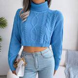 Dodobye Autumn Winter 2024 Crop Top Women Turtleneck Sweater Long Sleeve Casual Knitted Sweater