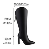 thanksgiving outfit Dodobye 10cm Heel Fashion Knee Boots Wide Leg Autumn Antislip Shoes Big Size 46 47 48 US17 White