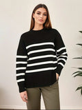 Dodobye Ladies Vintage Autumn Winter Sweater Women Pullovers Oversized Loose Striped Casual Knit Jumper Women Sweaters Tops Female