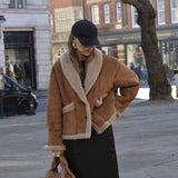 christmas outfit Dodobye Autumn and Winter Warm Cotton Jacket Coat 2025 Loose Brown Faux Fur Suede Jacket Casual Oversize Coats Jacket Women