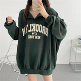 christmas outfit Dodobye Polo Color Letter Print Oversized Sweatshirt