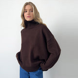 Dodobye Oversize Solid Women Knitwear Turtleneck Patchwork Pleated Female Sweater 2025 Autumn Winter Full Sleeve Casual Lady Pullover