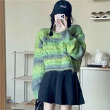 Black Friday Dodobye Y2K Stripe Tie Dye Women Knit Short Sweaters Autumn Korean Rainbow Sweet Pullover Harajuku Streetwear All Match Crop Jumpers