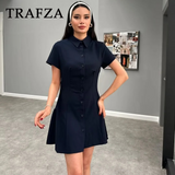 thanksgiving outfit Dodobye 2024 Spring Summer Casual Women Shirt Dresses Fashion Streetwear Turn-down Collar Pleated Single Breasted Short Dresses