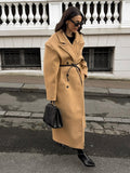 christmas outfit Dodobye 2025 Fashion Solid Double-breasted Wool Blend Overcoat Elegant Women's Lapel Collar Full Sleeve Jacket Female Chic Loose Outwear