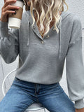 christmas outfit Dodobye Hooded Long Sleeves Buttoned Drawstring Split-Joint V-Neck Sweater Tops