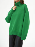 christmas outfit Dodobye Long Sleeves Loose Solid Color High Neck Knitwear Pullovers Sweater Tops