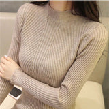 Dodobye 2024 AutumnWomen Mock Neck Ruffles Sweater Long Sleeve Knitted Bottoming Solid Pullovers Stripe Casual Sweater For Women