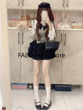 Dodobye 2025 Autumn Sweet 2 Piece Set Office Lady Casual Outwear Mini Skirt + Women Evening Party Kawaill Y2k Blouse Korean Fashion