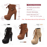 thanksgiving outfit Dodobye Size Ankle Boots Women Platform High Heels Female Lace Up Shoes Buckle Short Boot Botas Feminino PA218