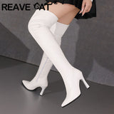 thanksgiving outfit Dodobye Sexy Thigh Boots 57cm Pointed Toe Thin Heels Ultrahigh 10cm 49 50 Fashion Party Shoes Stretch Bota