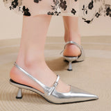 Dodobye Shoes for Women 2024 New Pointed Toe Women's Slingback Sandals Simple and Elegant Dress Shoes High Quality Silver Heels Women