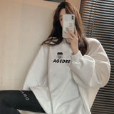 christmas outfit Dodobye Harajuku style casual versatile sweatshirt 2025 new letter plus velvet thickened loose round neck sweatshirt for women oversize