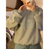 christmas outfit Dodobye Korean college style printed long-sleeved sweatshirt for women autumn and winter loose casual round neck gray top trendy y2k top