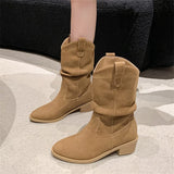 Dodobye Suede pleated autumn thick heel plus medium heel long leg fashion boots 2025  retro but knee pile boots for women