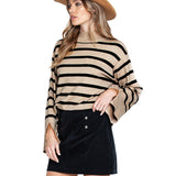 Black Friday Dodobye Casual Striped Turtleneck Sweater Women Knitted Loose Long Sleeve Thin Pullover Sweaters Female Autumn Chic All-matching Outwear