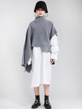 christmas outfit Dodobye Original Solid High-Neck Irregularity Sweater