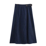 thanksgiving outfit Dodobye 2024 Spring Summer Casual Denim Women Skirts Fashion Vintage Loose Sashes Elegant Chic Ladies Long Skirts