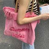 Dodobye Summer Vibes Letter Print Tote Bag