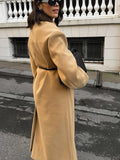 christmas outfit Dodobye 2025 Fashion Solid Double-breasted Wool Blend Overcoat Elegant Women's Lapel Collar Full Sleeve Jacket Female Chic Loose Outwear