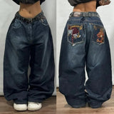 Dodobye New American Retro Washed Loose Jeans Female Y2K High Street Harajuku Do Old Personalized Pattern Straight Pants Street Clothes