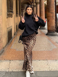 Dodobye 2024 Summer Woman Leopard Print Skirt Vintage High Waist Loose Midi Skirts Chic Elegant Casual Streetwear Women's Skirt