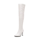 thanksgiving outfit Dodobye Sexy Thigh Boots 57cm Pointed Toe Thin Heels Ultrahigh 10cm 49 50 Fashion Party Shoes Stretch Bota