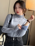 Black Friday Dodobye Korean Solid Plush Turtleneck Sweaters Women Casual Slim Fit Thick Pullover Sweater Female Winter Fashion Warm Simple Tops