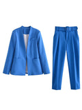 Black Friday Dodobye 2024 Women Fashion Two Pieces Sets Office Wear Blazers Coat And With Belt High Waist Pants Female