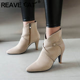 thanksgiving outfit Dodobye Sexy Women Ankle Boots Big Size 46 47 Pointed Toe Autumn Flock Suede Shoes Party Elegant Bota 33 34