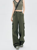 Dodobye Women's Green Cargo Pants Baggy 90s Aesthetic Parachute Pants Harajuku Japanese 2000s Style Y2k Vintage Trousers Trashy Clothes