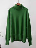 christmas outfit Dodobye Long Sleeves Loose Solid Color High Neck Knitwear Pullovers Sweater Tops