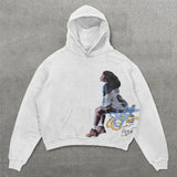 Dodobye 90s Streetwear Y2K Womens and Mens Gothic Punk Print White Hoodies Street Fashion Hip Hop Retro Harajuku Loose Hooded Sweatshirt Winter Clothes