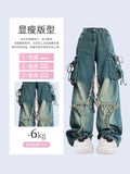 Dodobye Women Blue Cargo Jeans Baggy Vintage 90s Aesthetic High Waist Cowboy Pants Harajuku Denim Trousers Y2k Trashy 2000s Clothes 2025