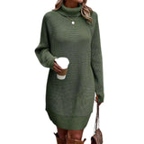 thanksgiving outfit Dodobye Women s Fall Mini Dress Long Sleeve Turtleneck Solid Color Knitted Dress Casual Sweater Dress