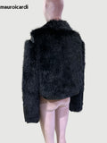 christmas outfit Dodobye Autumn Winter Short Black Thickened Warm Hairy Shaggy Pu leather Patchwork Faux Fox Fur Coat Women Fluffy Jacket