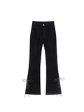 Dodobye Women Black High Waist Skinny Flare Pants Gothic Y2k Fake Two Pieces 2020 Slim Fit Femme Spring Stretchy Wide Leg Trousers New