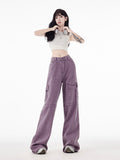 Dodobye Women's Vintage Purple Jeans Baggy High Waist Denim Trouser Korean 90s 2000s Y2k Punk Harajuku Aesthetic Wide Leg Pants Clothes